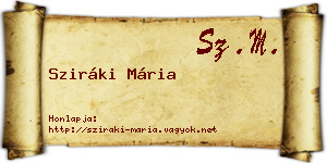 Sziráki Mária névjegykártya
