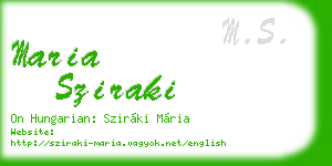 maria sziraki business card