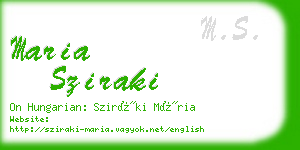 maria sziraki business card